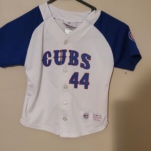 Kids Cubs Baseball Jersey - Rizzo White and Blue Size ES 4-5